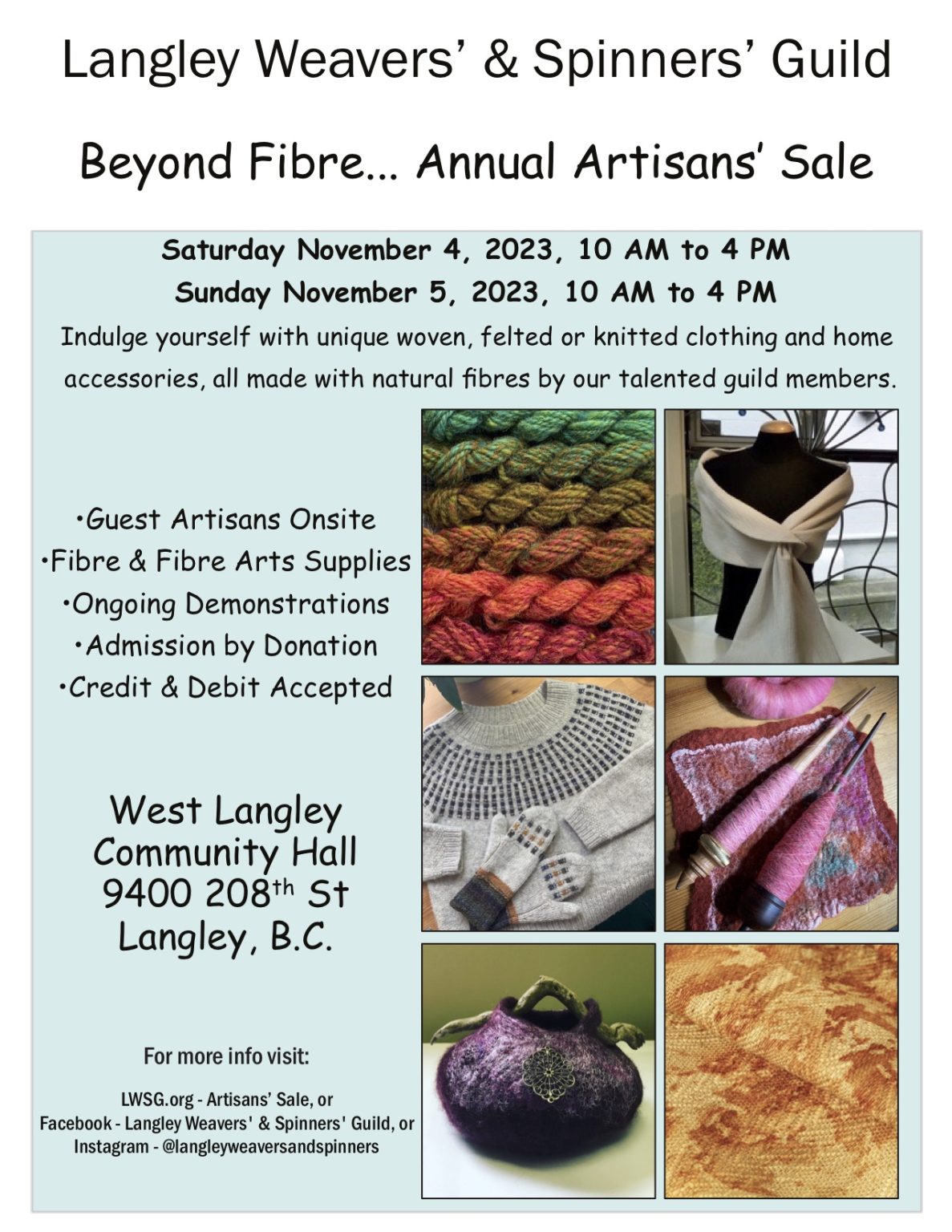 Artisan Sale Langley Weavers and Spinners Guild
